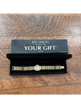 Vintage White Diamonds by Elizabeth Taylor YOUR GIFT Watch Gold Tone